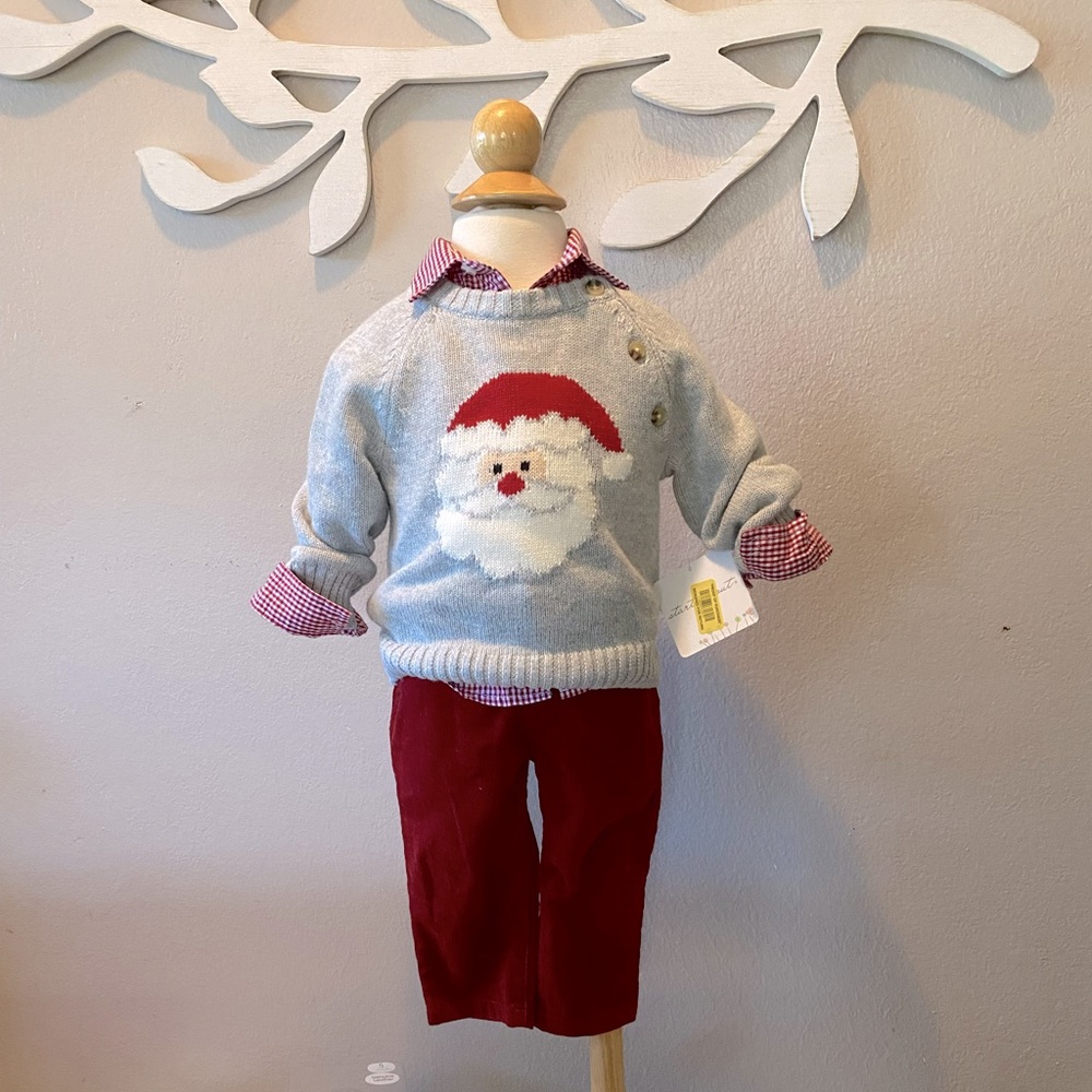 NWT 12 month Christmas Santa Sweater 3 piece set by Starting Out